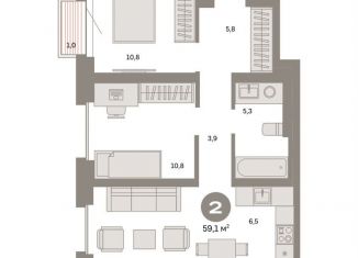 Продается двухкомнатная квартира, 59.1 м2, Москва, ВАО, Тагильская улица, 6/5