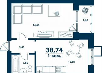 Продается однокомнатная квартира, 38.7 м2, деревня Ветошниково