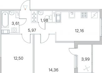 Продается 2-ком. квартира, 52.6 м2, посёлок Шушары