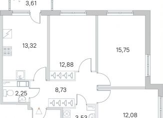 Продажа трехкомнатной квартиры, 70.4 м2, посёлок Шушары