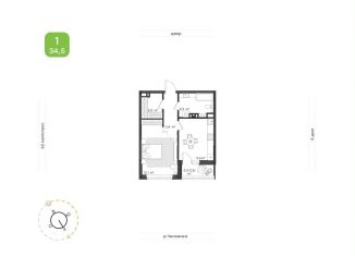 Продается 1-комнатная квартира, 34.5 м2, Татарстан