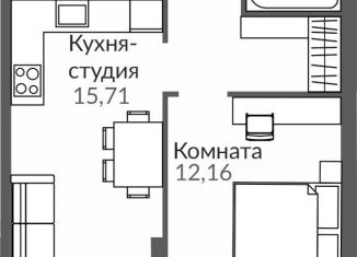 Продается однокомнатная квартира, 48.7 м2, Крым