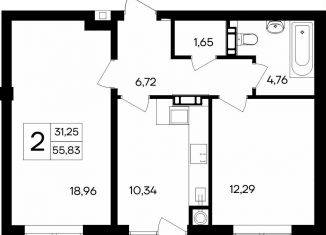 Продается двухкомнатная квартира, 55.8 м2, Крым, Курганная улица