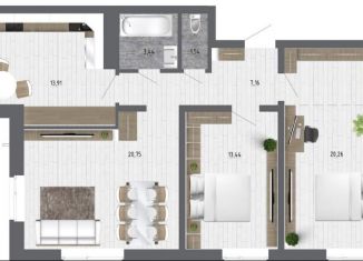 Трехкомнатная квартира на продажу, 80.6 м2, село Новая Усмань, улица Ленина, 312А