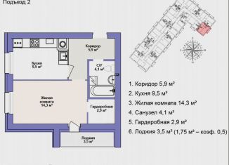 Продажа 1-комнатной квартиры, 38.5 м2, Бор, улица Свободы, 47