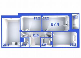 Продам 3-ком. квартиру, 87.4 м2, Псковская область, улица Дмитрия Яковлева, 1