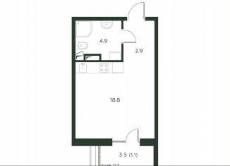 Продаю квартиру студию, 27.7 м2, деревня Лобаново