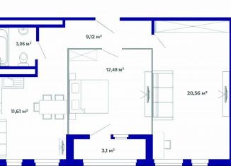 Продам 2-комнатную квартиру, 60.6 м2, рабочий поселок Маркова