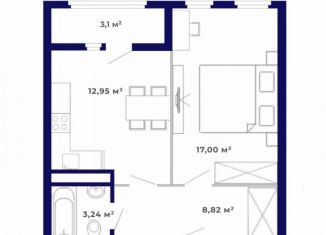 Продается 1-ком. квартира, 45.1 м2, рабочий поселок Маркова