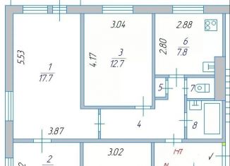 Трехкомнатная квартира на продажу, 56 м2, Мурманская область, Комсомольская улица, 16