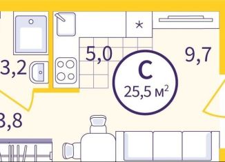 Квартира на продажу студия, 22.8 м2, Екатеринбург, Проходной переулок, 1А