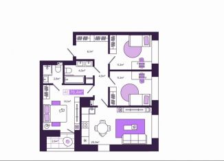 Продается 4-комнатная квартира, 76.7 м2, Чита, улица Генерала Белика, 3к3