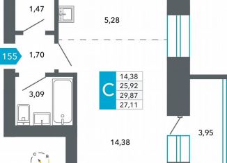 Продаю квартиру студию, 27.1 м2, Чита, Нерчинско-Заводская улица, 6/8