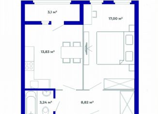 Продается 1-комнатная квартира, 46 м2, рабочий поселок Маркова