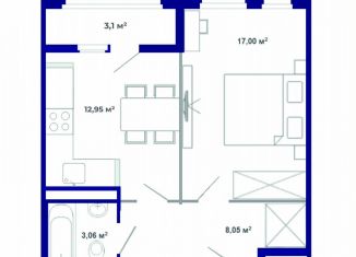 Продажа 1-комнатной квартиры, 44.2 м2, рабочий поселок Маркова