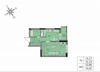 1-ком. квартира на продажу, 32.9 м2, Удмуртия