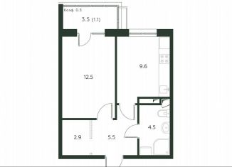 Продается 1-комнатная квартира, 36.1 м2, деревня Лобаново, Новая улица