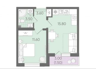Продажа 1-ком. квартиры, 36 м2, Санкт-Петербург, муниципальный округ Полюстрово