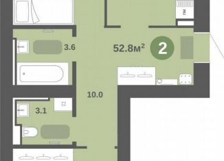 2-ком. квартира на продажу, 52.8 м2, деревня Хохряки, Никитинская улица, 6