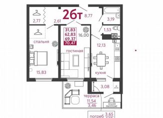 Продаю двухкомнатную квартиру, 70.5 м2, Москва, Высокая улица, 20