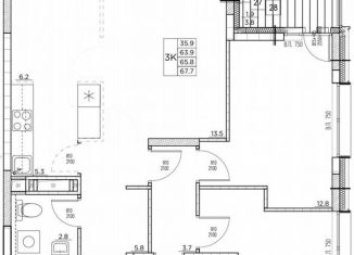 Продается 3-ком. квартира, 67.7 м2, Владивосток