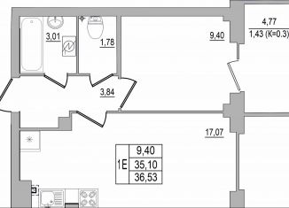 Продается 1-комнатная квартира, 36.5 м2, Псков, улица Юности, 32, ЖК Смарт-квартал