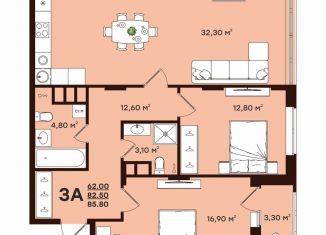Продажа 3-комнатной квартиры, 85.8 м2, Владимир, улица Чайковского, 7