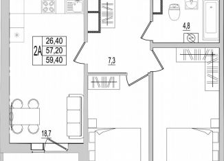 Продажа 2-ком. квартиры, 59.4 м2, Псков, Северная улица, 44