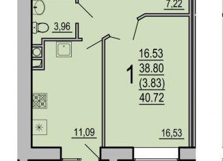 Продам однокомнатную квартиру, 42.8 м2, Смоленск