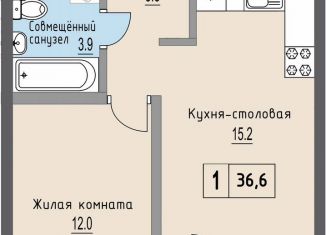 Продается однокомнатная квартира, 36.6 м2, деревня Хотицы