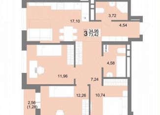 Продам трехкомнатную квартиру, 73.4 м2, Екатеринбург, Тенистая улица, 8с5, ЖК На Тенистой
