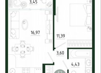 Продаю 1-комнатную квартиру, 39.8 м2, Тула