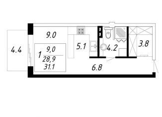Продам однокомнатную квартиру, 31.1 м2, Ессентуки