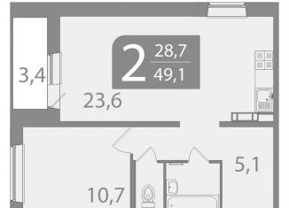 Продаю двухкомнатную квартиру, 49.2 м2, Томск, улица Пришвина, 46