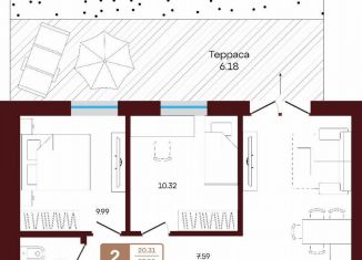 Продажа 2-комнатной квартиры, 57 м2, село Акбердино