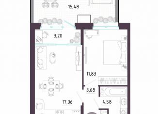 Продам 1-комнатную квартиру, 55.8 м2, Тула, Пряничная улица, 8