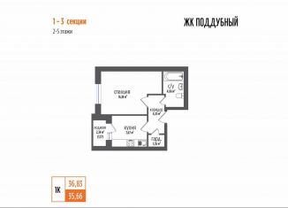 1-комнатная квартира на продажу, 36.8 м2, посёлок городского типа Петра Дубрава, ЖК Земляничный