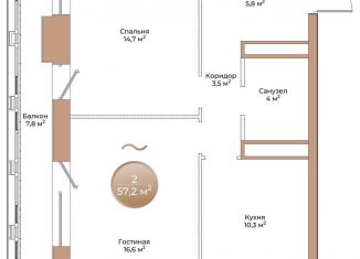 2-комнатная квартира на продажу, 57.2 м2, Красноярский край