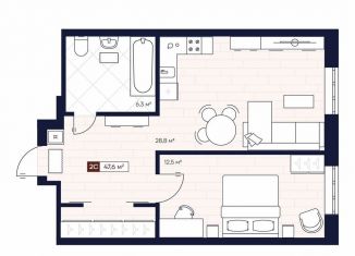 Продам 2-комнатную квартиру, 47.6 м2, Новосибирская область, улица Кошурникова, с24