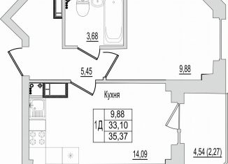 Продаю 1-ком. квартиру, 35.6 м2, Псков, Линейная улица, 87, ЖК Смарт-квартал
