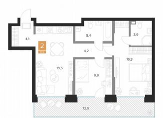 Продам 2-ком. квартиру, 67.2 м2, Курск