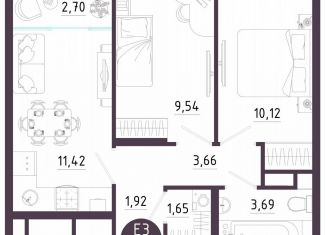Продажа двухкомнатной квартиры, 44.7 м2, Тула, Пряничная улица, 9