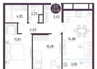 Продажа двухкомнатной квартиры, 53.3 м2, Тула, Пряничная улица, 9