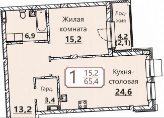 1-ком. квартира на продажу, 65.4 м2, Чувашия