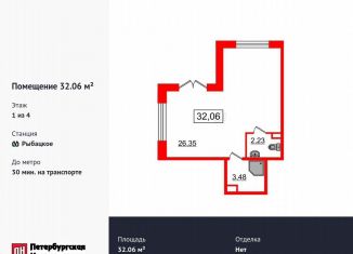 Продается помещение свободного назначения, 32.06 м2, посёлок Шушары, Колпинское шоссе, 125
