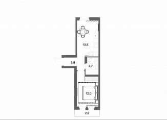 Продам 1-ком. квартиру, 33.8 м2, Ленинградская область