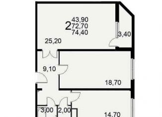 Продажа 2-ком. квартиры, 77.7 м2, Рязань, Славянский проспект, 12