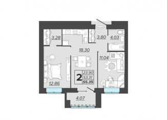 Продается 2-ком. квартира, 55.4 м2, Брянск