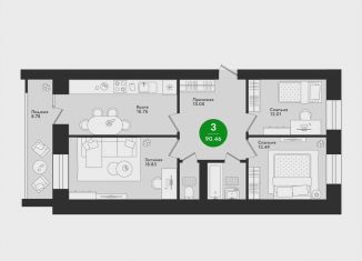 Трехкомнатная квартира на продажу, 90.5 м2, Йошкар-Ола, микрорайон Гомзово