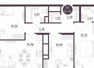 Продается 3-комнатная квартира, 64.9 м2, Тула, Пряничная улица, 9